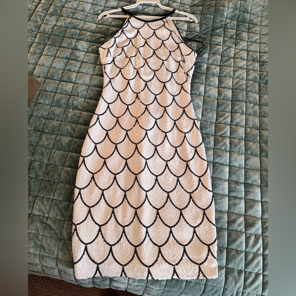 Cache Black and White Patterned Dress